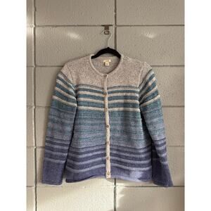 L.L. Bean Chunky Knit Striped Cardigan Sweater size M